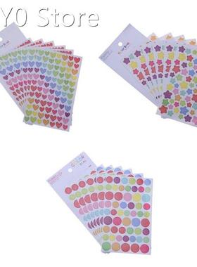 6 Sheet Colorful DIY Photo Album Sticker Love Heart Five-poi
