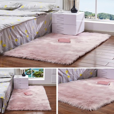 Pink Faux Fur Rug Plush Carpet Soft Faux Sheepskin Carpet Fu