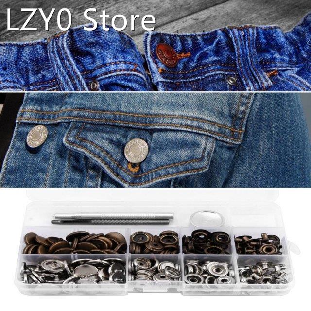 50Sets Metal Snap Buttons Snaps Press Button Fasteners + Hol