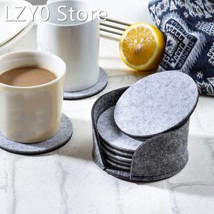 10 Pcs Felt Drink Cup Coaster With Holder Round Soft Absorbe
