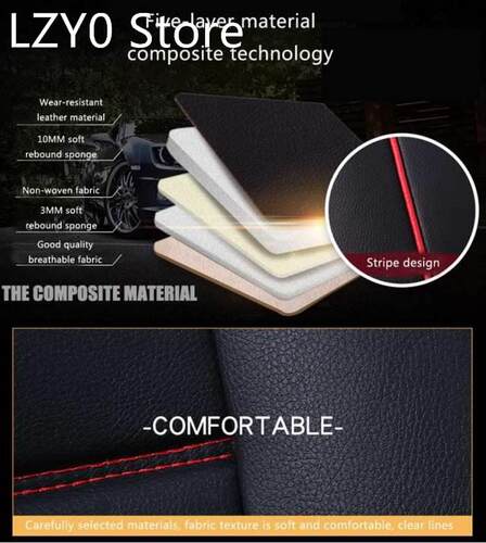 Deluxe Leather Car Seat Cover 5Seats Cushion Front And Rear