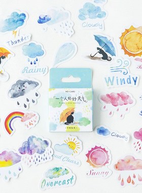 46PCS/box Cute Weather Diary Paper Lable Sealing Stickers C