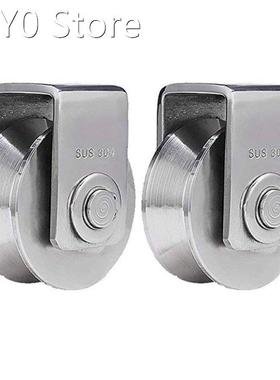 2Pcs 2 Inch V Type Pulley Roller 304 Stainless Steel Sliding