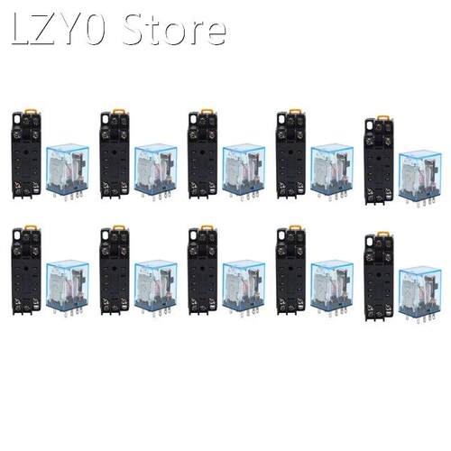 10X 220/240V AC Coil DPDT Power Relay MY2NJ 8 Pin With Socke