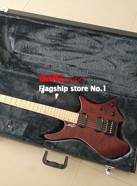 High-end headless electric guitar, tiger maple veneer, red p
