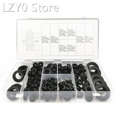 180PCS/Box Black Rubber Grommet Firewall Hole Plug Eyelet Se