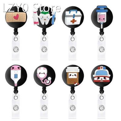 8 Pcs Cartoon Silicone ID Cards Lanyard Clip Badge Key Card