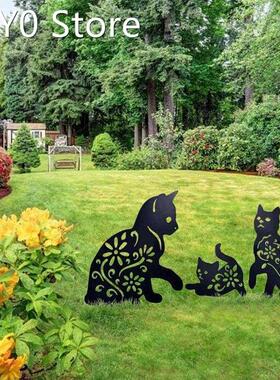 2D Cat Figure Ground Insert Decor Hollow Lifelike Kitten Met