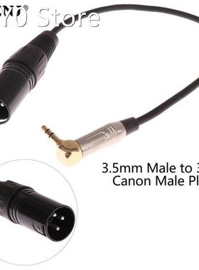 30cm XLR 3-Pin Male To 90 Degree Elbow 3.5mm Stereo Plug Aud