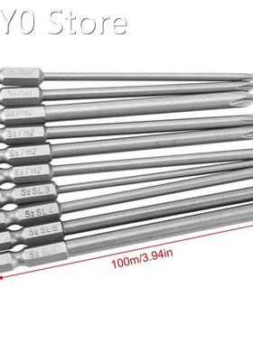 Professional 10pcs/set 100mm Alloy Steel S2 Slotted Screwdri