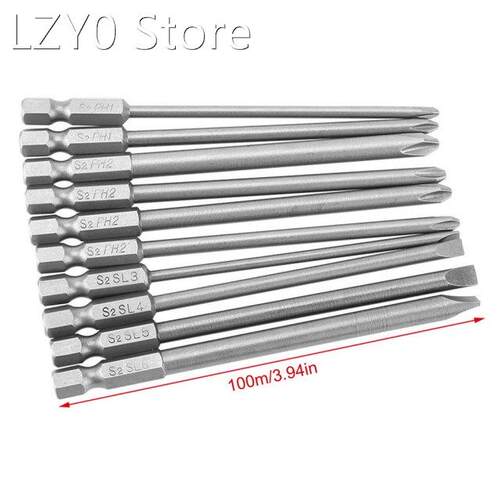 Professional 10pcs/set 100mm Alloy Steel S2 Slotted Screwdri
