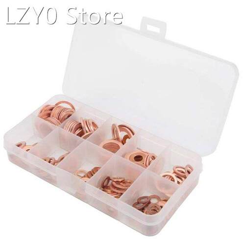200pcs Red Copper Gasket O Ring Gasket Sealing Ring Washer F