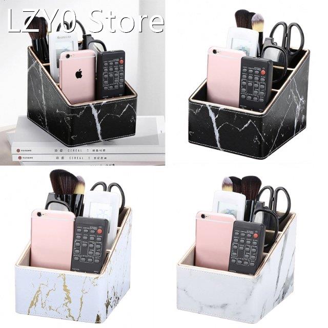 1 Pc Multi-function Marble Leather Desk Stationery Organizer