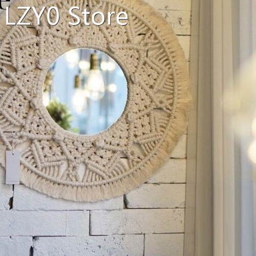 Macrame Mirror Handmade Makeup Mirror Lighted Compact Wall T