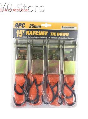 4PCS 4.5M*25mm Car Tension Rope Tie Down Strap Strong Ratche