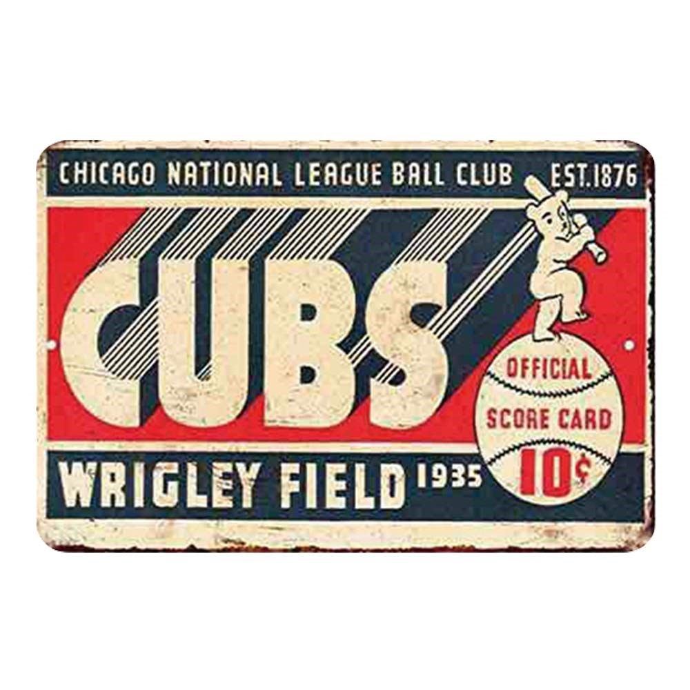 cubs wrigley field 1935 baseball sports vintage decor sign