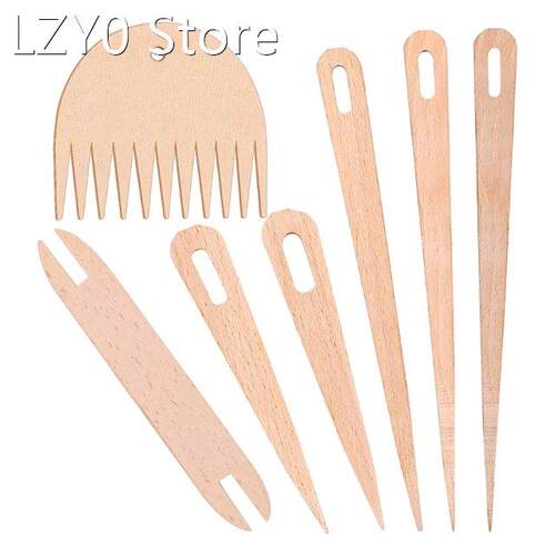 2022 New 7 Pcs Wooden Hand Loom Stick Set Wooden Weaving Nee