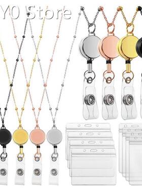 4 Piece Retractable Badge Reels Lanyard ID Holder Badge Lany
