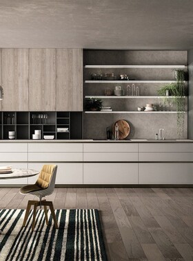 Custom Design Plywood Wood Grain Flat Door Kitchen Cabinet w