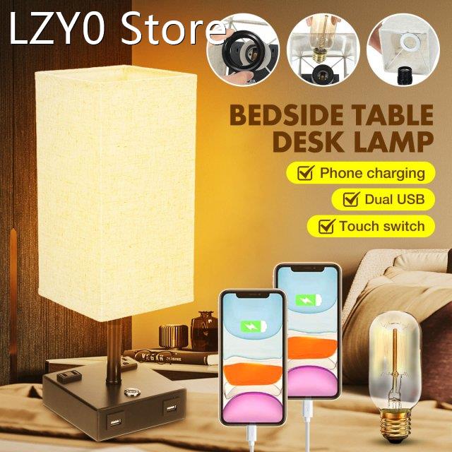 LED Desk Lamp 3 way Brightness Adjustable Dual USB Phone Cha