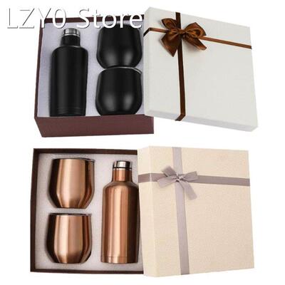 Insulated Bottle with 2 Tumbler Set Double Walled Stainless