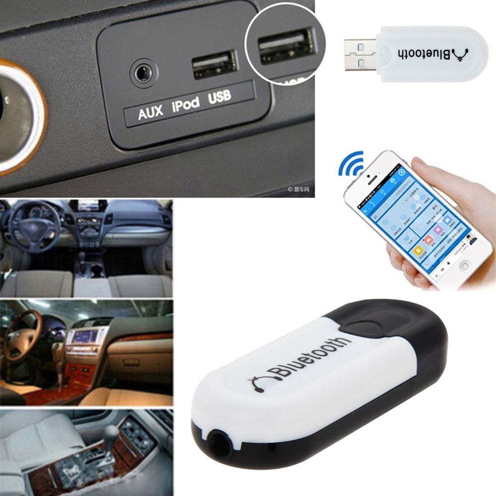 NEW 3.5mm Audio Jack Interface Dual Output Car USB A2DP Blu