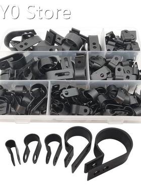 200Pcs/Box Plastic Nylon R Type Cable Clamp Electrical Manag