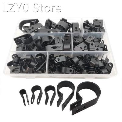 200Pcs/Box Plastic Nylon R Type Cable Clamp Electrical Manag