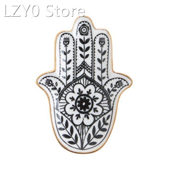 Ceramic Material Small Hand Shape Trinket Dishes Rings Holde