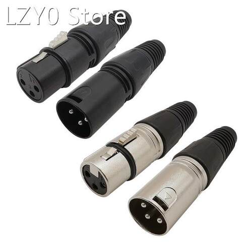 2Pcs XLR 3 Pin Male Female Connector Plug XLR Microphone Aud