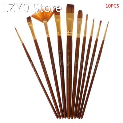 10Pcs Watercolor Paint Brushes Set Nylon Hair Painting Brush