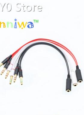 100pcs/lot 3.5mm 1 Female to 2 male AUX Audio Cable Mic Spli
