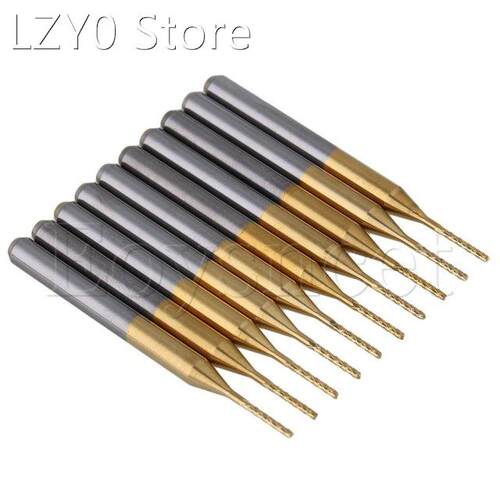 10pcs Gold Colour TiN Coated Carbide End Mill Engraving Bits