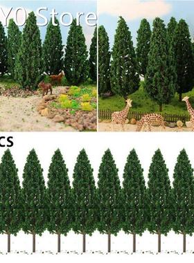 10pcs Model Pine Trees Plastic Green Train Artificial Miniat
