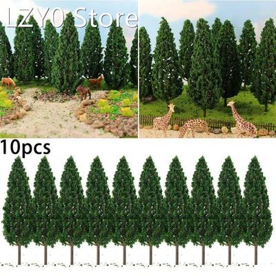10pcs Model Pine Trees Plastic Green Train Artificial Miniat