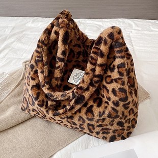 Leopard Fluffy bag for woman hand bags Sac bandouliere wome