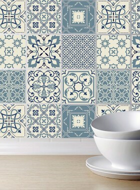 Self adhesive Moroccan Tile Wall Sticker PVC Oil proof Wate