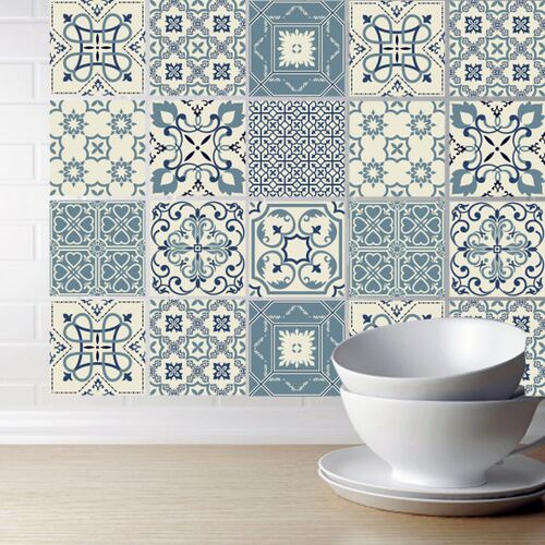 Self adhesive Moroccan Tile Wall Sticker PVC Oil proof Wate