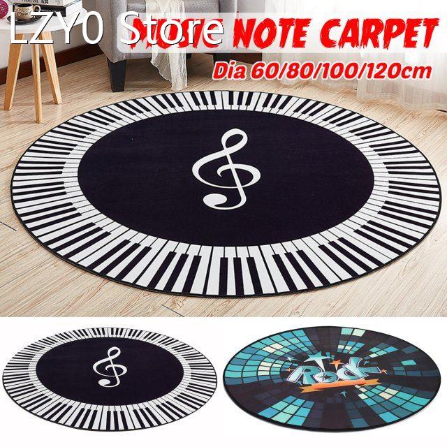 New Carpet Music Symbol Piano Keys Black White Round Carpet