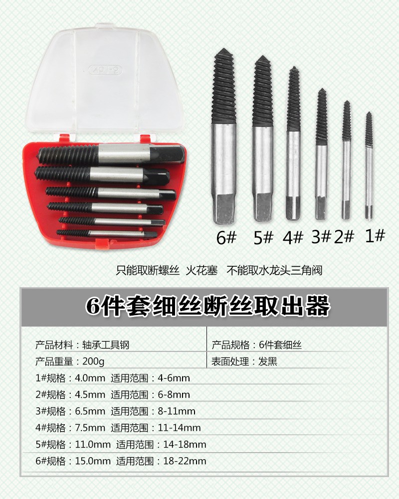 6 Pieces Broken Stud Spanner Screw Broken Screw Tap Triangl
