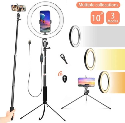 10 inch LED Selfie Ring Light with Phone Holder USB Photogra