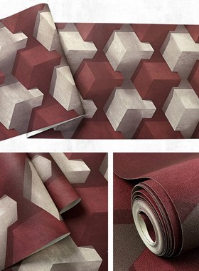 3D Geometry Square Lattice Wallpaper  Walls Roll PVC Waterpr