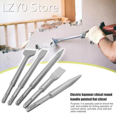 5pcs 250mm SDS PLUS Chisels Set Point Groove Gouge Flat Chis