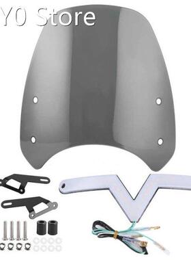 Motorcycle Windscreen 5?7in Windshield Windscreen with LED T