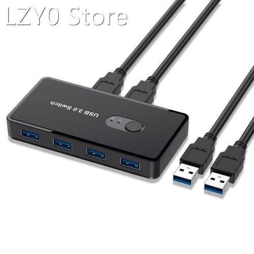 KVM Switcher USB 3.0 Switch Selector 4 Ports Out 2 Computers