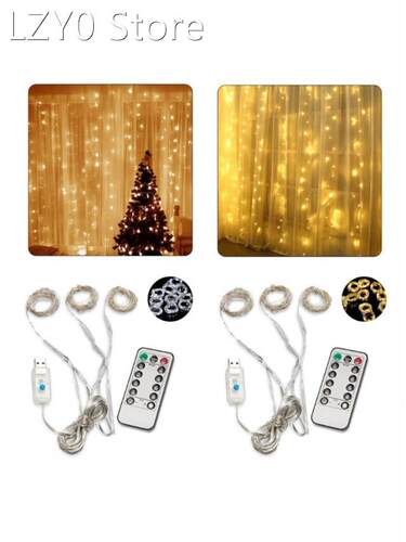 3x1/3x2/3x3m LED Window Curtain Lights 8 Modes Fairy String
