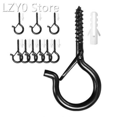 10pcs/set Small Black Metal Hooks Coat Wall Hangers Screws C