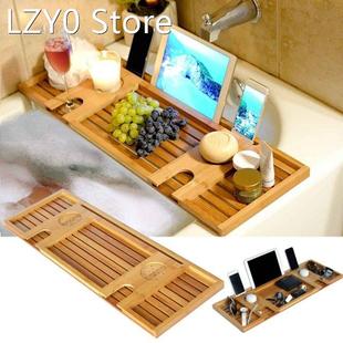 73.5 cm Bamboo Wooden Bathtub Tray Spa Bathtub Caddy Organiz