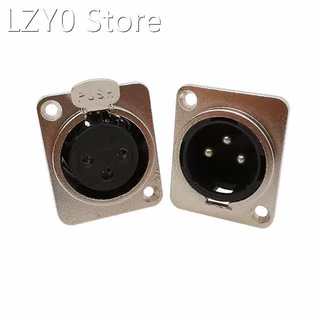 2Pcs Metal Housing 3 Pin XLR Male Female Connector XLR 3-cor
