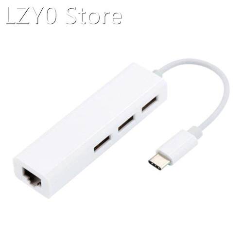77UA USB Ethernet Adapter with USB 2.0 Hub 3-Port USB Hub, H